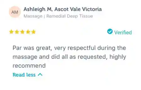 client review feedback on relax mobile massage, mobile massage service in melbourne