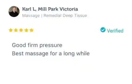 client review feedback on relax mobile massage, mobile massage service in melbourne