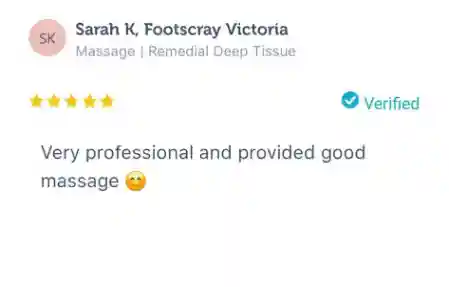 client review feedback on relax mobile massage, mobile massage service in melbourne