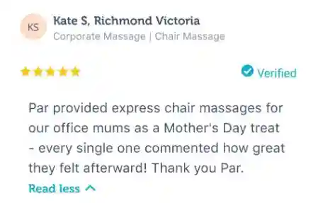 client review feedback on relax mobile massage, mobile massage service in melbourne